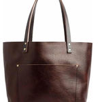Portland Leather Zip Top Small Tote Shoulder bag Elegant Brown Leather Tote Bag Photo 0