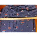 Pendleton  Silk Button Down Shirt Aztec Rare Chief Joseph Navy Print Blouse Top M Photo 4