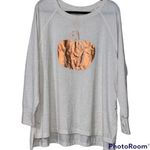State of Mine  x-large fall pumpkin tshirt long sleeve metallic orange semi sheer Photo 0