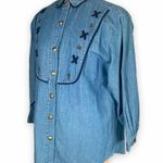 Vintage Cambridge Dry Goods Top Medium Wash Blue Chambray Denim Patriotic Navy Photo 6