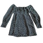 Lulus  Navy Floral Print Mini Dress Long Sleeve Off-Shoulder Size Small NWOT Photo 5