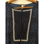 Pilcro Anthropologie  Orchid Embroidered Top Navy Blue White EUC Size Small Photo 5