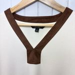 Ralph Lauren Ralph Lauren V neck Cream and Brown Cotton Long Sleeve Top Size L Photo 3