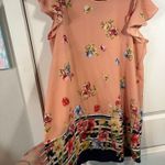 DVDN Floral Print Short Butterfly Cape Sleeve Knee Length Striped Dress Size XL Photo 1