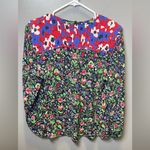 ZARA Women's Floral Print Shoulder Pad Patchwork Blouse Top Size Small Photo 3