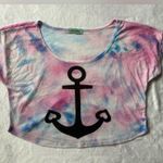 Workshop  Anchor Tie Dye Short Sleeve Crop Top in Pink/Blue/White - Size Medium Photo 14