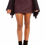 Free People Vegan Leather Skirt- Burgundy  Photo 0