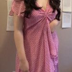SL Fashions Pink Polka Dot Cute Summer Dress with Ruffled Front Photo 1