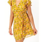 Harper Heritage Dora Yellow Floral Ruffle Mini Wrap Dress Playful Summer Chic M Photo 12