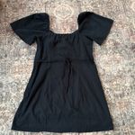 Abercrombie & Fitch Black Button Front Mini Linen Dress Puff Sleeve Size Large Photo 3