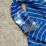 Rip Curl blue stripe plunge neck cheeky swimsuit. New Photo 12