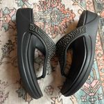 Crocs  Monterey Diamante Embellished Thong Wedge Sandal Black Women's size‎ 9 Photo 4