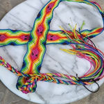 Handmade Rainbow Tie Braided Belt Tassel Ends Retro Hippy Pride Fringe Vibrant Colors Photo 0