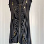 Rocawear Vintage Y2K Black Bodycon Mini Dress Gold Zippers Chains Size M Goth Photo 2