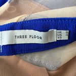 Three Floor  Cobalt Blue Lace Sheer‎ Illusion Ruffle Hem Mini Dress XS Photo 5