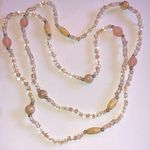 Vintage Transparent Pale Pink & Carved Beaded Boho Necklace Photo 0