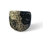 Statement Cocktail Ring Gold Tone + pavé Black & Clear Crystal Floral Design 7 Photo 0