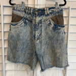 Don’t Stop‎ Acid Wash High Waisted Cotton Denim Shorts Size 13/14 Blue Photo 0