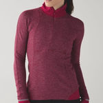 Lululemon Runderful 1/2 Zip Bordeaux Heathered Berry Rumble W3L95S size 12 Photo 0