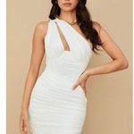House Of CB  Clementine White Cutout Ruched Bodycon Mini Dress Size Small Photo 3