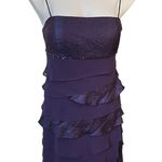 S.L. Fashions Purple Tiered Prom Cocktail Dress with Spaghetti Straps. Size 6P Photo 2