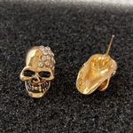 18K Gold Plated Skull Stud Earrings for Men Women,Unisex Punk Hip Hop Earrings Photo 2