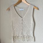 Jacquie the label cream crocheted knit fringe vest Photo 1