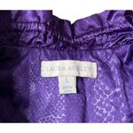 Laura Ashley  Retro Purple Snake Embossed Metallic 80’s Ruffle Jacket Lined Sz L Photo 5