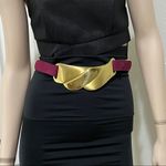 Pierre Cardin Vintage 80s Magenta Suede Leather Buckle Belt Size S/M Waist 27 Photo 1