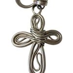 Wire Wrapped Silver Tone Cross Pendant Necklace Mens Womens Grunge Streetwear Size 4 Photo 0