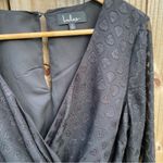 Lulus  Black Sheer Long Sleeve Short Romper Surplice neckline small Photo 3