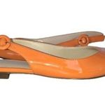 Marc Fisher Anson Orange Patent Faux Leather Slip-On Slingback Ballet Flats Photo 1