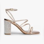 Dream Paris Dream Pairs Heels Block Strappy Square Open Toe Rose Gold Rhinestone Sandals 6.5 Photo 2
