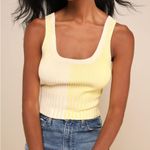 Lulus  Color Block Ribbed Cropped Tank Top Yellow XS Photo 0