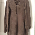 Athleta  Crochet Knit v-neck hoodie Sweater embroidered trim 100% cotton size M Photo 0