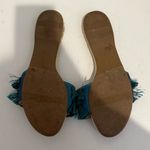 Birdies Sparrow Fringe Slide Sandal Teal Azure Satin Mule Size 10 Photo 6