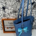 Coach VINTAGE # 9803 blue tote Excellent condition with charms shown Photo 10