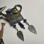 Handcrafted Mixed Metal Teapot / 1 Enamel Brooch Pin Lot Of 3 Photo 3