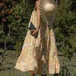 Girl and the Sun Yellow Orange St Topez Sleeveless Shift Tiered Midi Dress Sz S Photo 10