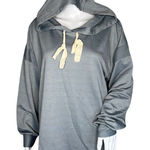 Kori  America Shirt Womens Medium Gray Ivory Hoodie‎ Sweatshirt Basic Oversized Photo 0