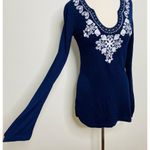Lilly Pulitzer April Embroidered Tunic Sweater Blue Wool Blend Sz M Photo 5