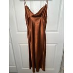 Birdy Grey  Lisa‎ Satin Slip Midi Dress Copper Size Small Wedding Guest Cowl Neck Photo 3