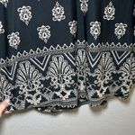 Sew In Love Black Beige Floral Print V Neck Long Sleeve Tunic Dress Medium boho Photo 2