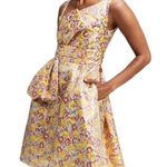 Zac Posen Broque Yellow Brocade Sleeveless A-Line Flamboyant Mini Dress Small Photo 0
