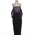 Badgley Mischka  Poetic velvet flower formal dress metallic off shoulder glam 4 Photo 8