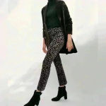 Ann Taylor  Women's Five Pocket Kick Crop Pants‎ Black Print Design Size 2 Photo 5