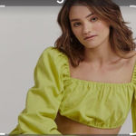 Charlie Holiday  Lime Green Puff Sleeve Crop Top M Photo 0