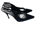 Stuart Weitzman Vintage  Black Leather Rhinestone Slingback Heels Size 8 Photo 1