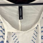 Massini White & Blue Embroidered Flowy Long-Sleeve Photo 2