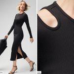 White House | Black Market New! FORME Rib Long Sleeve Cutout Dress black ,size L Photo 2